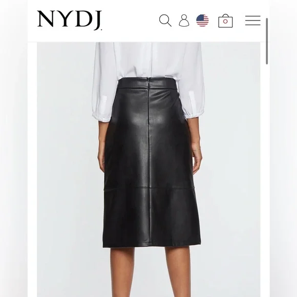 SCULPT*HER by NYDJ Faux Leather A Line Skirt - Picture 2 of 15